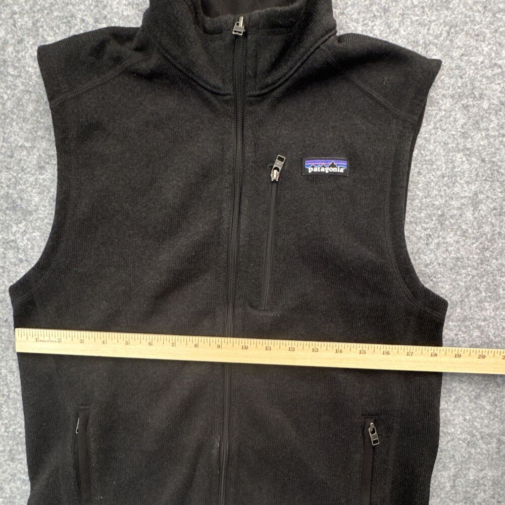 Patagonia Black Full Zip Fleece Vest Men's Size M Stand-Up Collar Logo Black - Picture 5 of 7